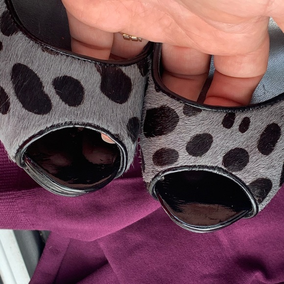 NINE WEST Pony Hair Print Peep Toe Heels 7.5 - Picture 12 of 12